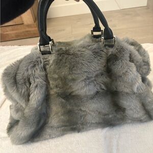 Luxurious Gray Faux fo Fur Handbag